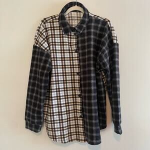 Cuddl Duds Size XL Black Plaid Fleece Flannel Top Long Sleeves Button Up